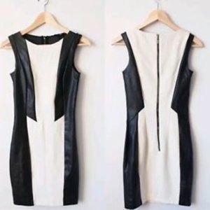 H&M Black and White Faux Leather Dress US 6 (S)
